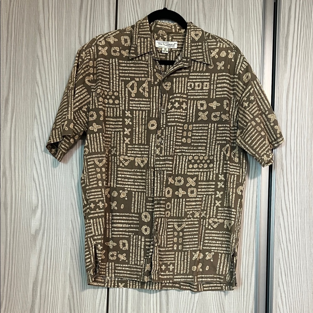 Tori Richard Olive and Cream Patterned Shirt